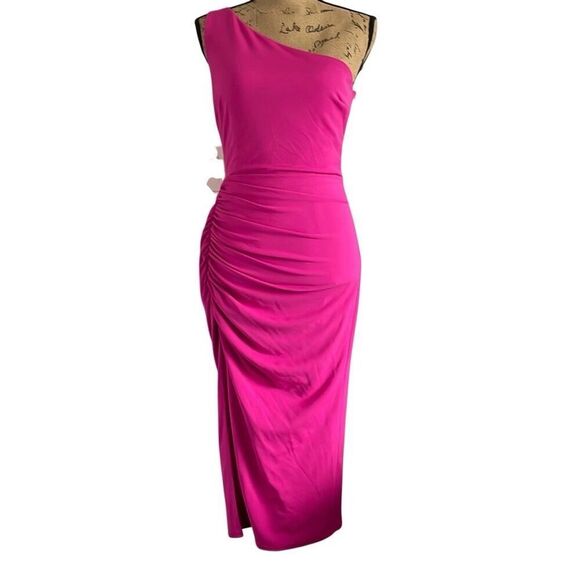 NWT Katie May + Revolve Electric Pink New Age One Shoulder BodyCon Dress - Size - Picture 4 of 10